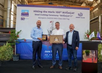 SANMAR, Boğaçay Serisi 100. Römorkörünün Sac Kesimini Törenle Kutladı