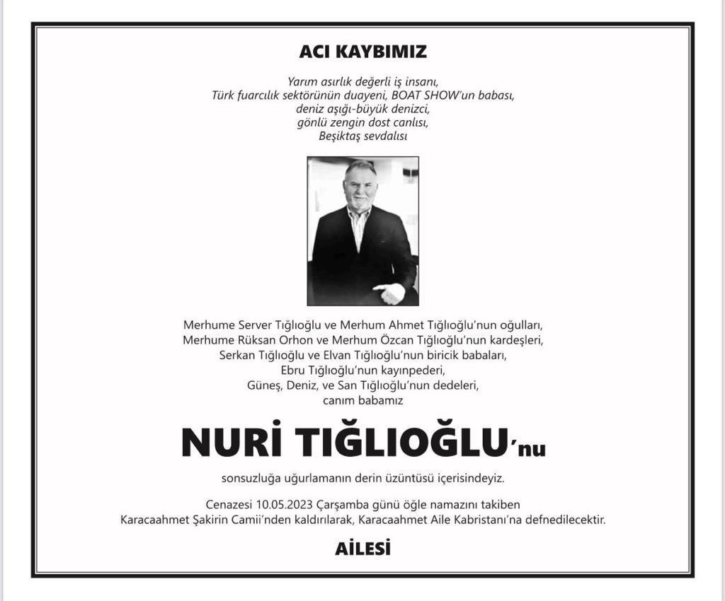 NURİ TIĞLIOĞLU VEFAT ETTİ