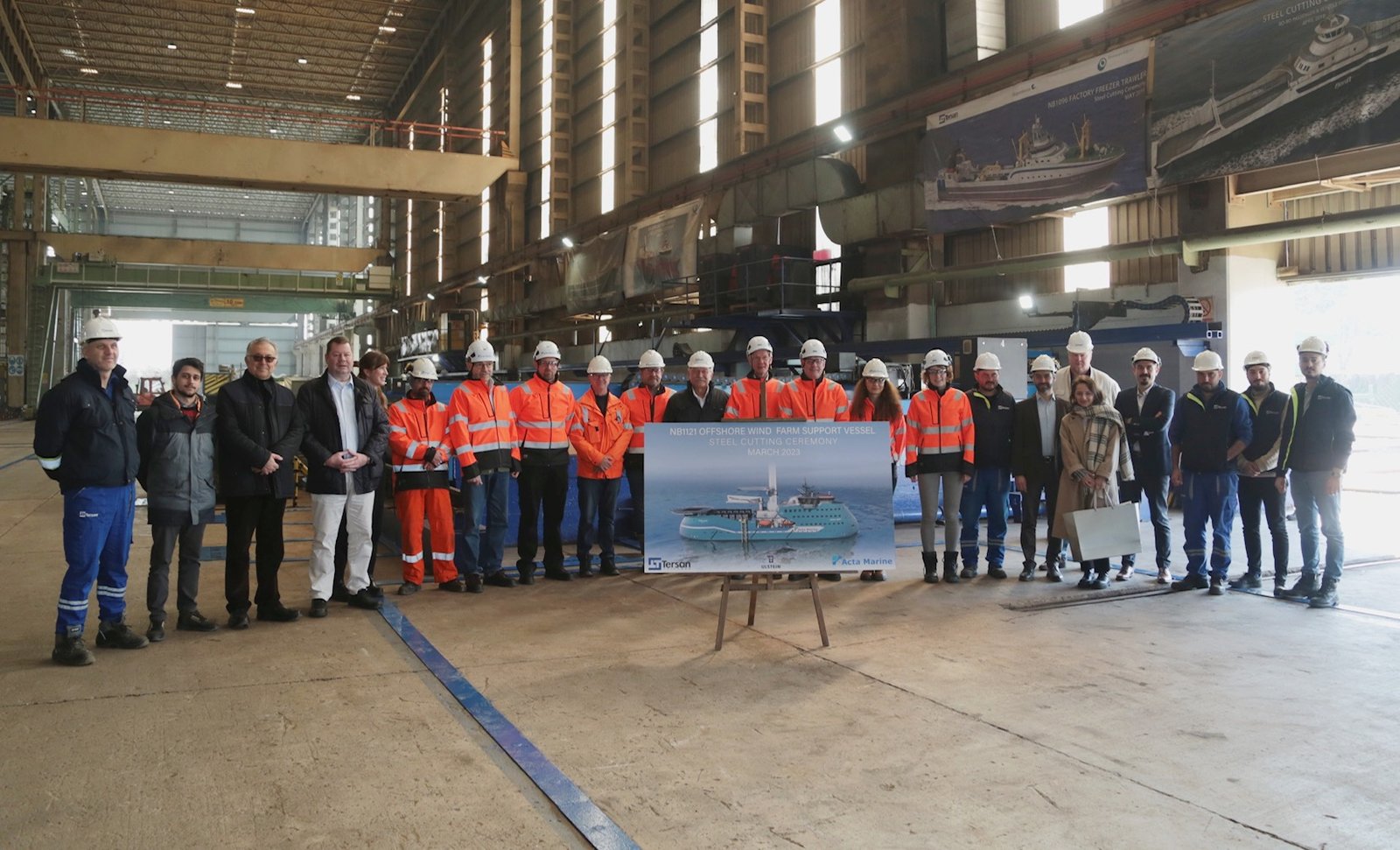 TERSAN SHIPYARD CUTS STEEL FOR THE SERVICE SUPPORT VESSEL BUILT FOR ACTA MARINE