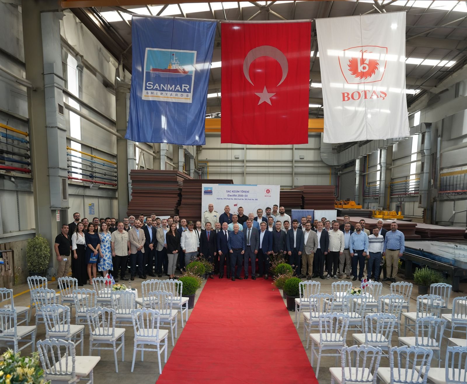 SANMAR Holds a Steel Cutting Ceremony for Four Electric Tugboats to be Built for BOTAŞ